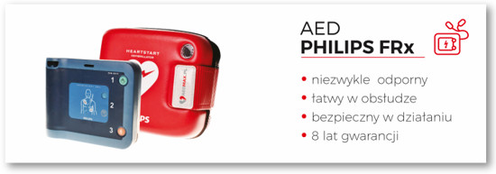 Defibrylator AED Philips FRx z baterią i elektrodami zalety